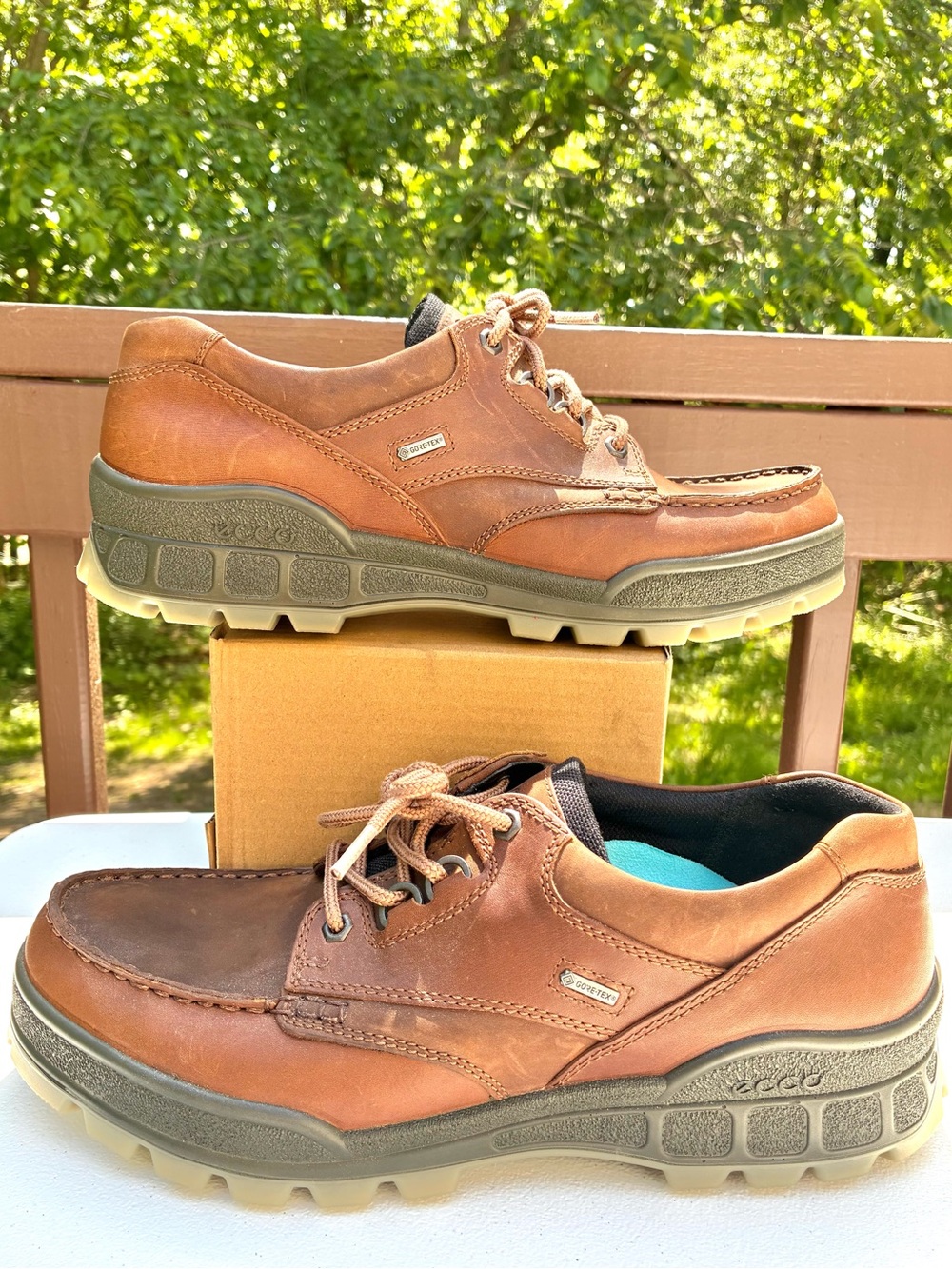 ECCO Track II Low Mens 11 Brown Leather Gore-Tex Waterproof Hiking Shoes New